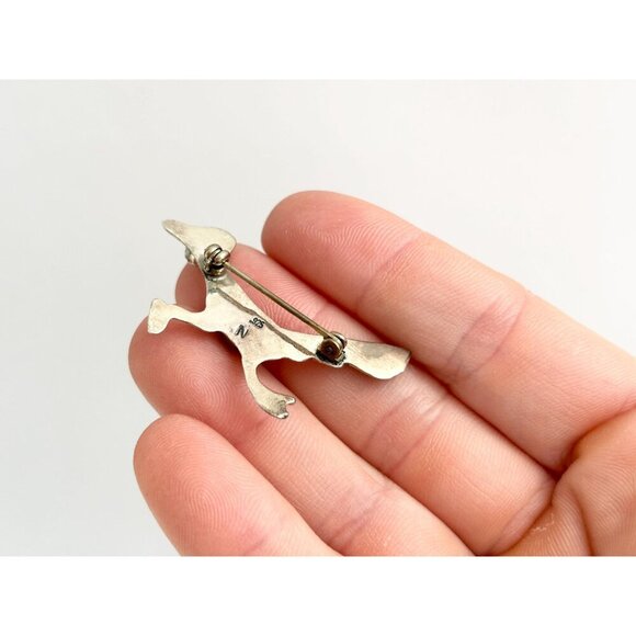 Navajo Road Runner Sterling Silver Morenci Turquoise Southwest Vintage Brooch - Picture 9 of 10